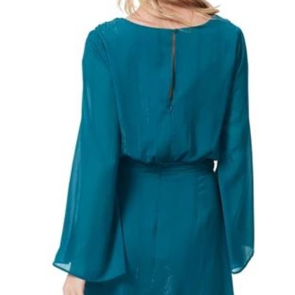 Long Trumpet Sleeve Amelia Dress in Ocean Depths, Size XL - Picture 3 of 10